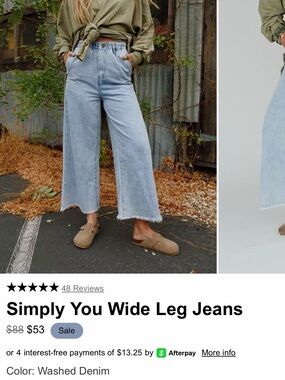 Three Bird Nest Washed Denim Wide Leg Jeans